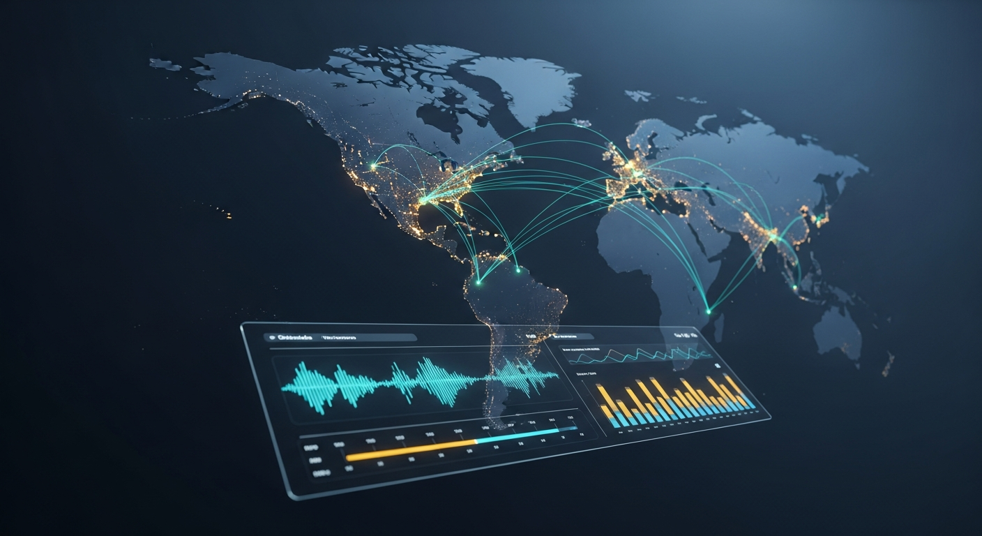 Interconnected time zones and workflow patterns showing asynchronous communication